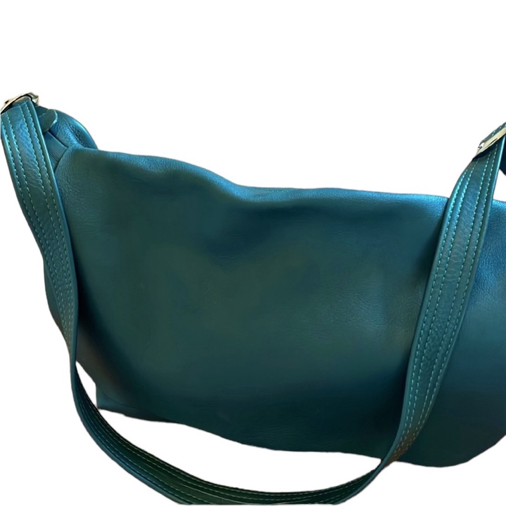 Beautiful hand crafted in Italy leather shoulder bag in dark green. NWOT